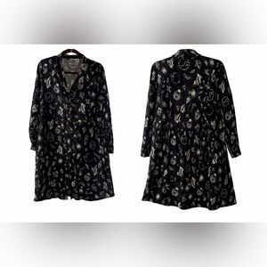 NOISY MAY Black Celestial Print Shirt Dress – Size L – Witchy Mystic Print